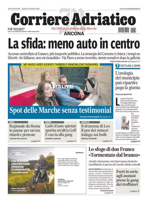 Prima-pagina-corriere adriatico-edizione-di-oggi-19-10-2024